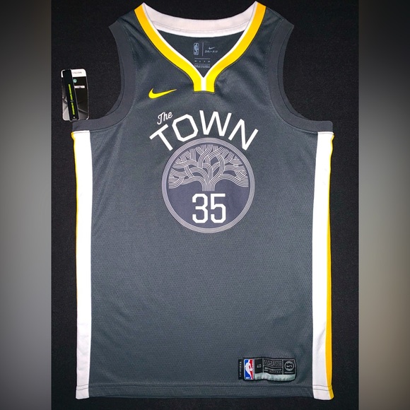 SOLD NWT Nike Kevin Durant Golden State Warriors #35 Charcoal The Town Jersey 40 - Picture 3 of 7